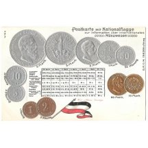 Postcard with coins of german emperors