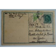 Rakousko - celina Karel dofrankovaná půlenou čsl.známkou - 5 hal. hradčany