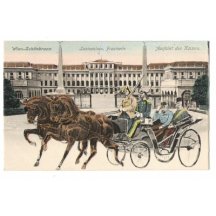 Jízda císařů, jedou z přední strany před zámkem v Schönbrunnu