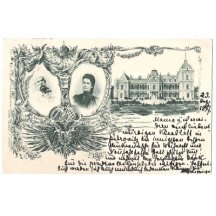 Císařovna Elisabeth a František Joseph, v pozadí jejich palác