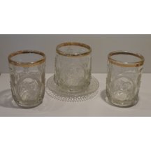 Glass set : Two glasses and cup with portraits of Wilhelm and Franz Joseph 