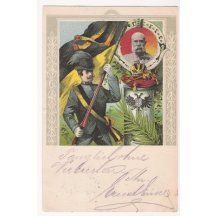 Franz Josef, symboly císařství a voják s praporem