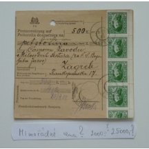 Průvodka frankována pětipáskou Bosna - Hercegovina , doplatní známka