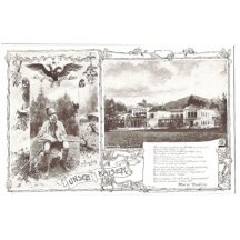 Franz Josef sedící na pařezu, císařská vila v Bad Ischlu, varianta tisku