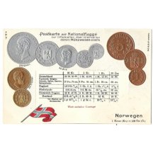 Pohlednice s mincemi- Norwegen, Norsko