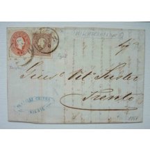 Dopis se smíšenou frankaturou emise 1858 a 1860-61 