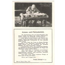 Franz Joseph writing message for his army 