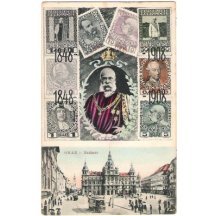 Graz - radnice, císař F.J. a známky