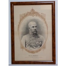 Franz Joseph v květinovém rámečku s korunou