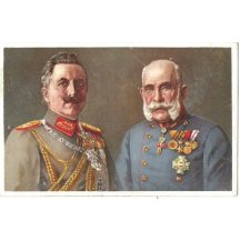 Barevná pohlednice s císaři 