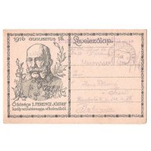 Maďarský lístek polní pošty- Ferencz József I. s ozdobným orámováním