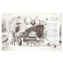 Franz Josef v mysliveckém a pohled na zámeček Offensee