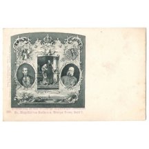 Franz Josef I., který je ztvárněn v rámečku s několika svými portréty