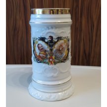 1 litr - pivní korbel Franz Josef I + Wilhelm II.