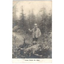 František Josef stojí nad trofejním jelenem