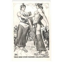 Austria a Germania si podávají ruce - alegorie Rakouska a Německa