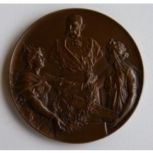 Císař Franz Josef na medaili , vzdávání holdu - Wien 