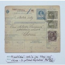 Poštovní průvodka dofrankována 2 krát půlenou doplatní známkou