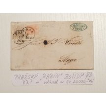 Dopis 6 Kr. plus 3 Kr., veliké okraje, odesílatel pražský rabín Bondy