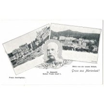 František Josef I., náměstí a nová škola v Mariánských Lázních