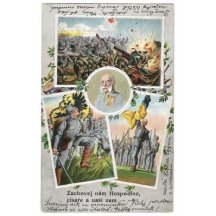 Boj vojáků a vzdávání úcty Franz Josefovi- česká verze