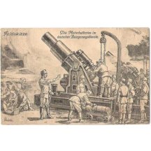 Celá baterie děl - Tlustá Berta , řízení palby velícím důstojníkem