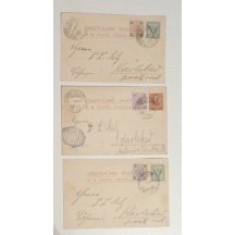 Tři pohlednice frankované rakousko-italskou frankaturou