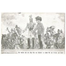 Franz Josef a Wilhelm pozorují jásající vojáky