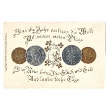 Postcard with coins of Wilhelm and Fridrich