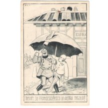 Karikatura Wilhelma a císaře Franz Josefa, jak jim Italie padala na hlavu