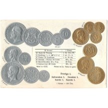 Pohlednice s mincemi- Schweden, Švédsko