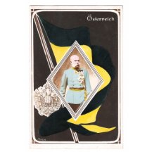 Franz Joseph , portrait on flag