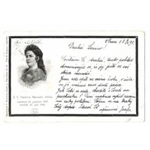 Pohlednice s černobílým portrétem císařovny Elisabeth