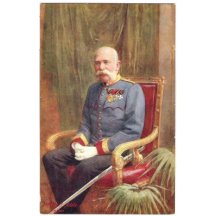 Sitting emperor Franz Joseph - gilded chair and nice uniform