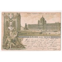 Busta Franz Josefa a pozdrav z Vídně