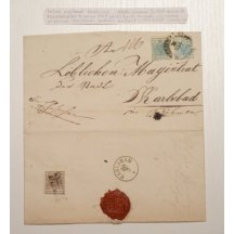 Dopis vyfrankovaný 2 krát 9 Kr plus 6 Kr, zvláštní razítko