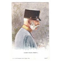 Císař Franz Josef ve své uniformě s čepicí