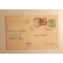 Celina, dofrankována přetiskovou známkou do Tachova