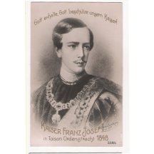 Císař Franz Josef I. s mladickým knírkem při začátku vládnutí, 1848