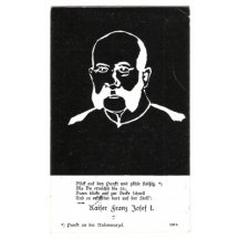 Černobílá karikatura císaře Františka Josefa