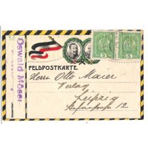 Barevný lístek polní pošty F.J. a W. s vlajkami (5)