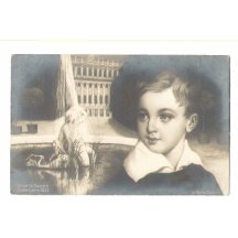 Franz Josef I. stojící u stříkající fontány