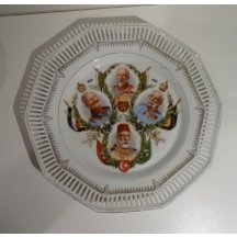 Ozdobný talíř s vyobrazením čtyř evropských panovníků 1914 -1916