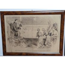 František Josef na smrtelném loži a truchlící rodina