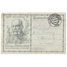 Maďarský lístek polní pošty- Ferencz József I. s ozdobným orámováním (2)