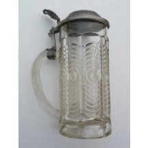 Skleněný půllitr s cínovým víkem 