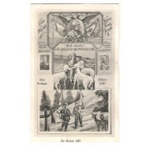 Franz Josef a generálové, vojáci, dítě s ovečkami