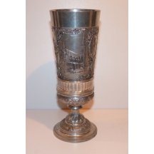 Silvered cup with picture of historical places in Vienna