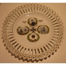 Talíř s podobiznou Wilhelma II., Franz Josefa I. a něm. maršála Hindenburga