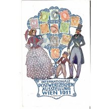 Výstavní pohlednice- Vídeň 1911, známky